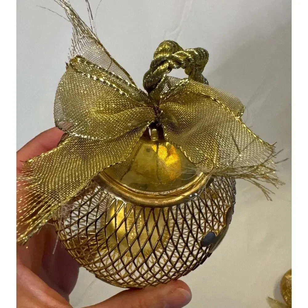 VTG 1990s Disney Mickey Mouse Mesh Christmas Ornament Potpourri Balls Set Of 2